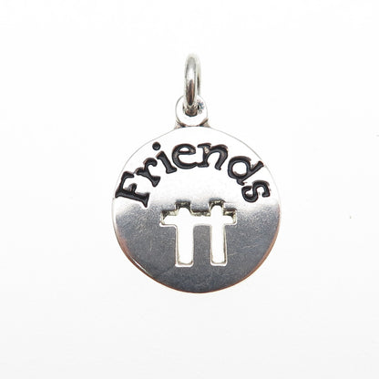 925 Sterling Silver Vintage Friends Mini Tag Charm Pendant