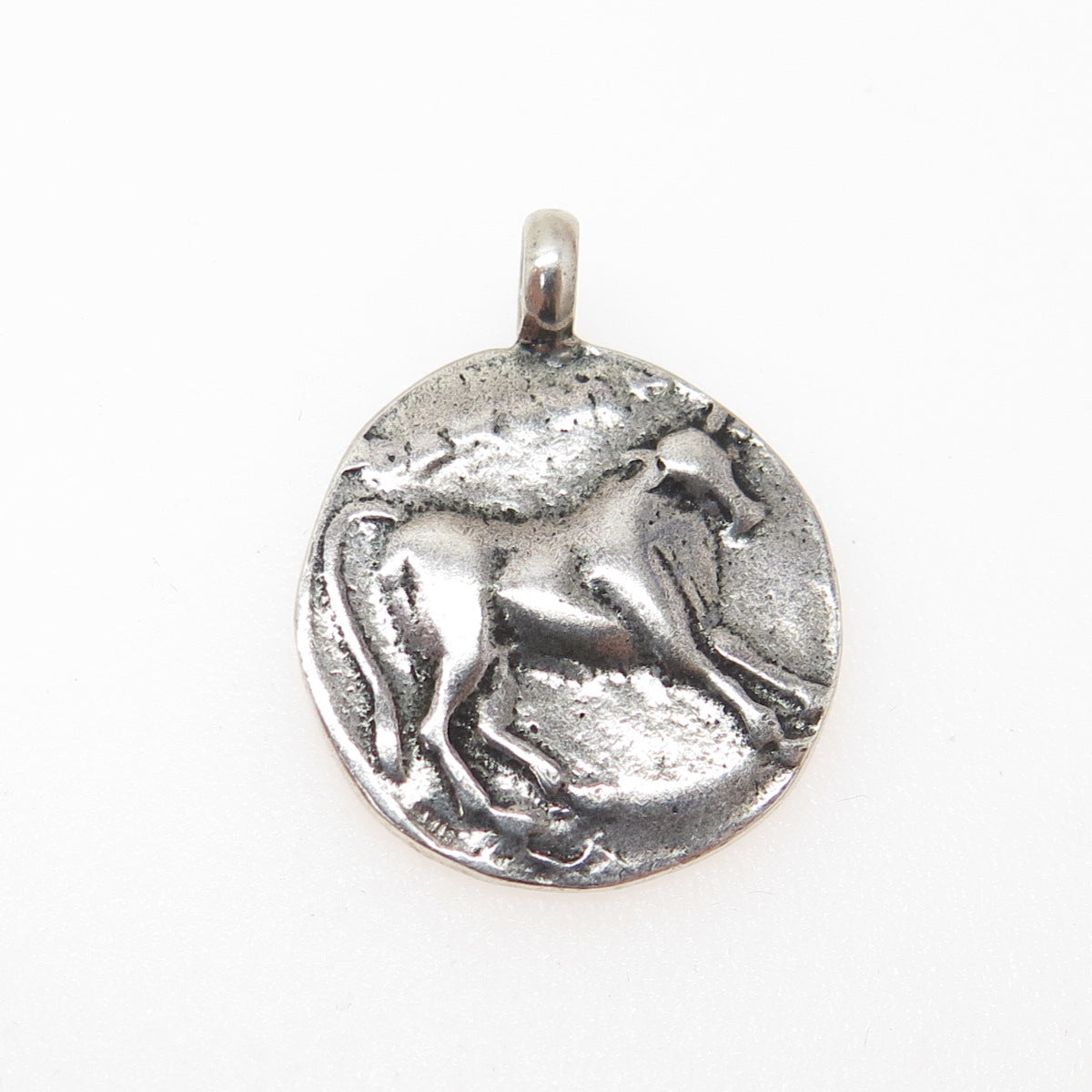 925 Sterling Silver Vintage Hercules Coin Oxidized Charm Pendant