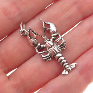 Beau 925 Sterling Silver Vintage Lobster Oxidized Charm Pendant