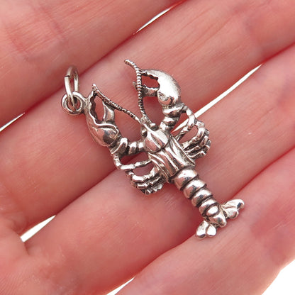 Beau 925 Sterling Silver Vintage Lobster Oxidized Charm Pendant