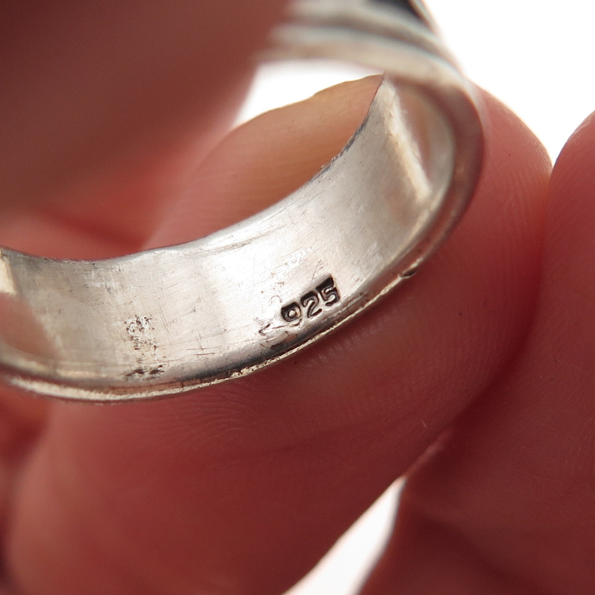 925 Sterling Silver Vintage Zig Zag Oxidized Rotating Band Ring Size 6