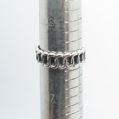 925 Sterling Silver Vintage Interlocked Rolo Link Band Ring Size 6.25