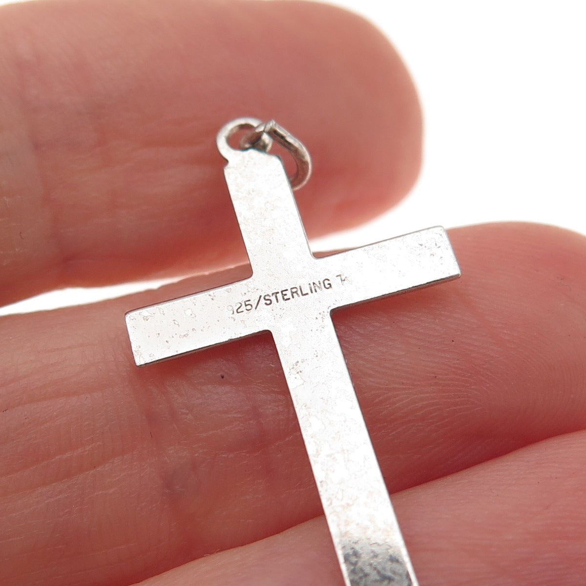 Tru-Kay 925 Sterling Silver Vintage Cross Oxidized Charm Pendant