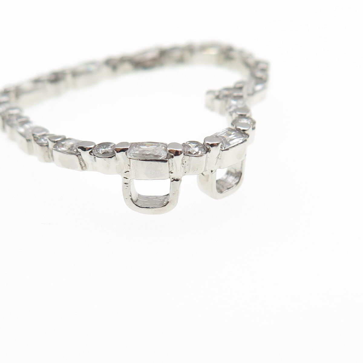 925 Sterling Silver Radiant & Round-Cut C Z Heart Slide Charm Pendant