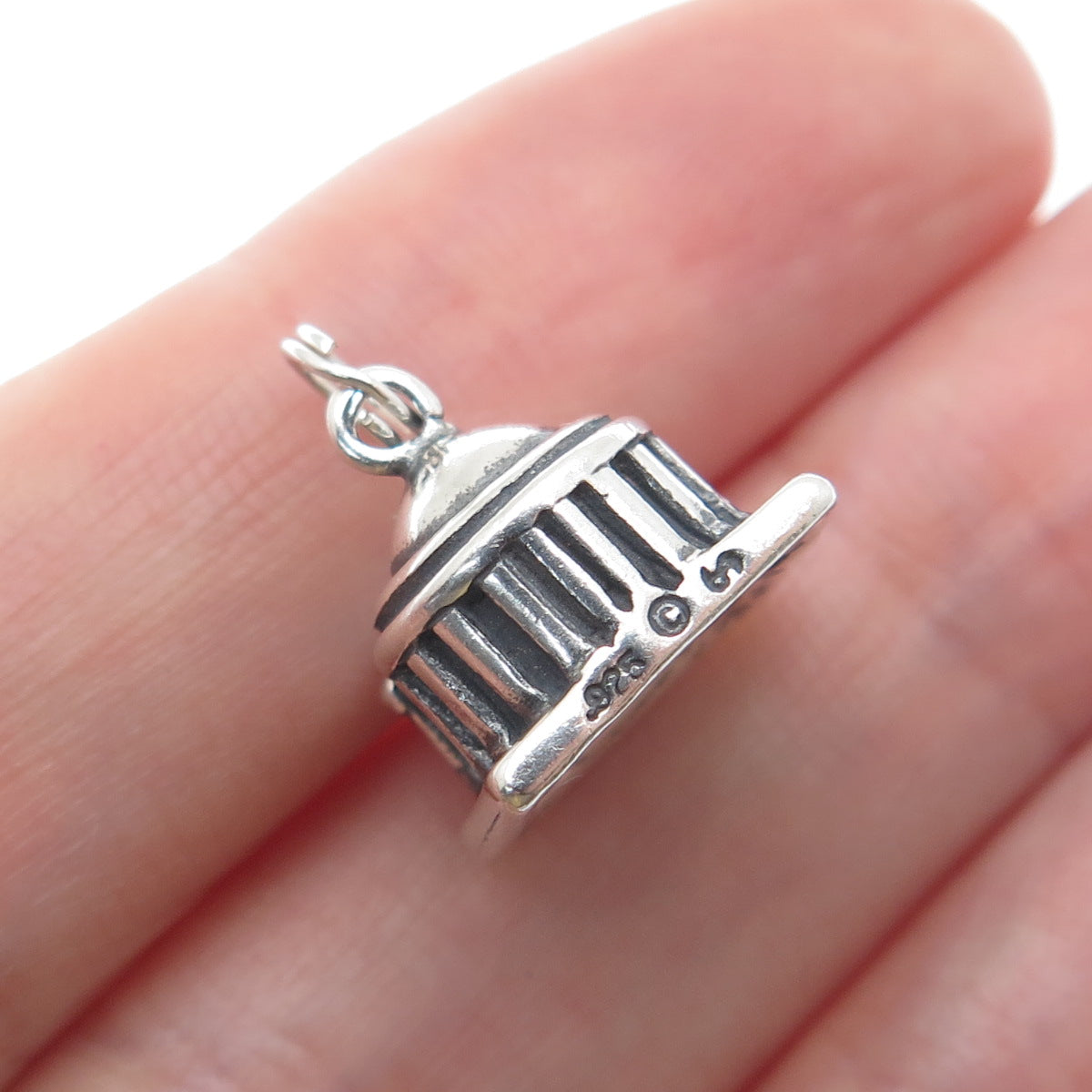 SHUBE Sterling Silver Vintage Thomas Jefferson Memorial Mini 3D Charm Pendant