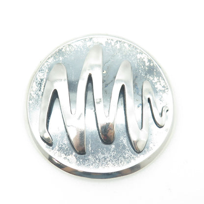 925 Sterling Silver Vintage Mexico Modernist Zig-Zag Round Pin Brooch