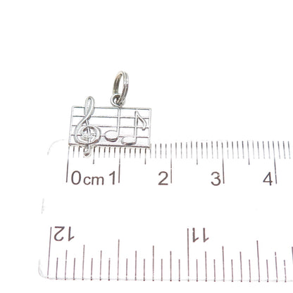WELLS Sterling Silver Vintage Treble Clef Music Notes Minimalist Charm Pendant