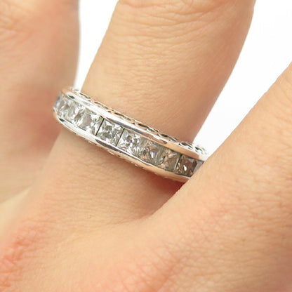 925 Sterling Silver C Z Wedding Ring Size 9