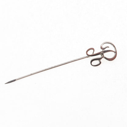 Beau 925 Sterling Silver Antique Art Deco Letter R Initial Lapel Pin