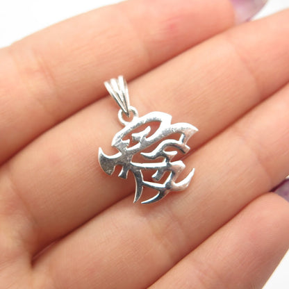 925 Sterling Silver Vintage Chinese Character Pendant