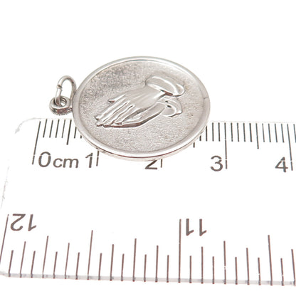 925 Sterling Silver Vintage Prayer Hands Religious Charm Pendant