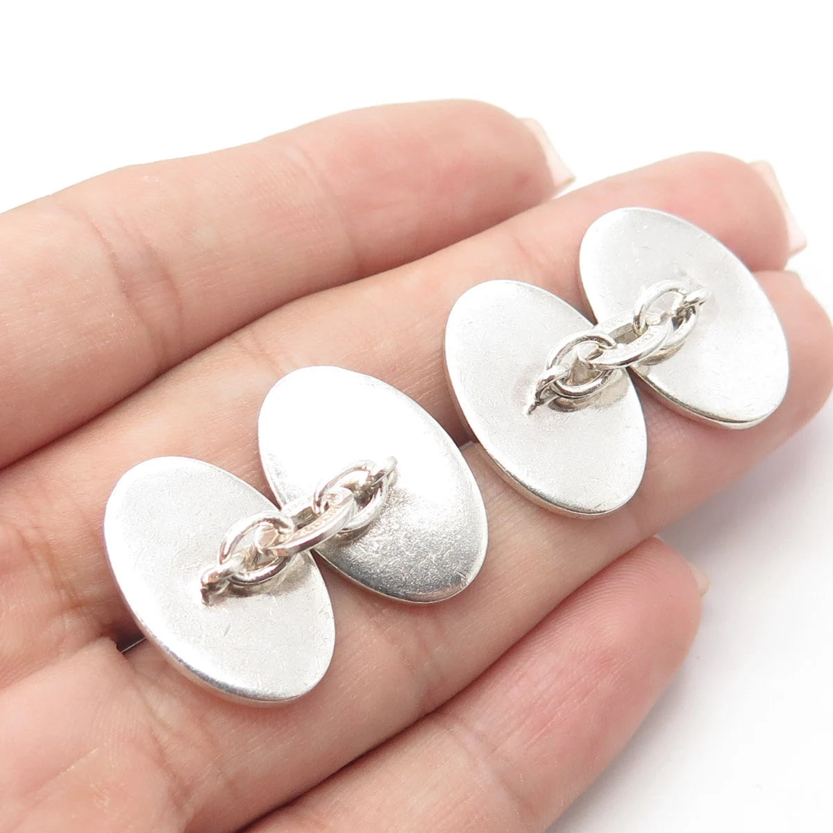 LINKS 925 Sterling Silver Vintage London Oval Cufflinks