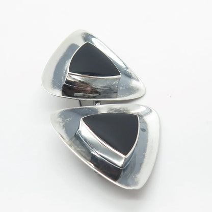 925 Sterling Silver Vintage BOMA Real Black Onyx Gemstone Pin Brooch