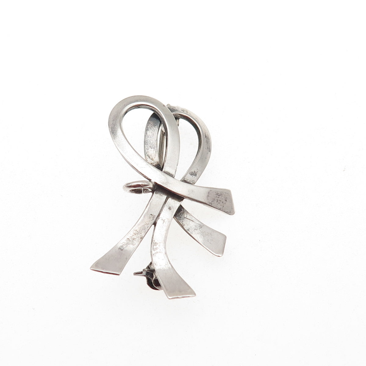 S. Christian Fogh Sterling Silver Vintage Denmark Modernist Ribbon Pin Brooch