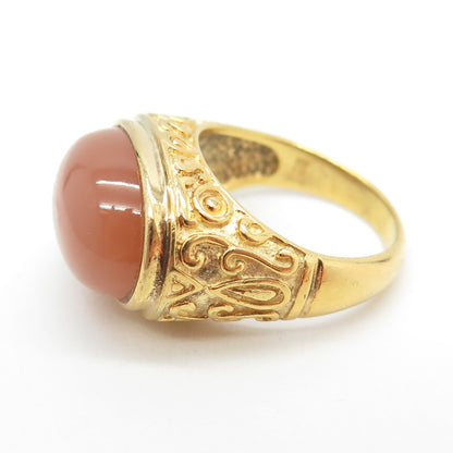 CID Clyde Duneier Sterling Silver Gold Plated Optic Fiber Cat Eye Ring Size 7.25