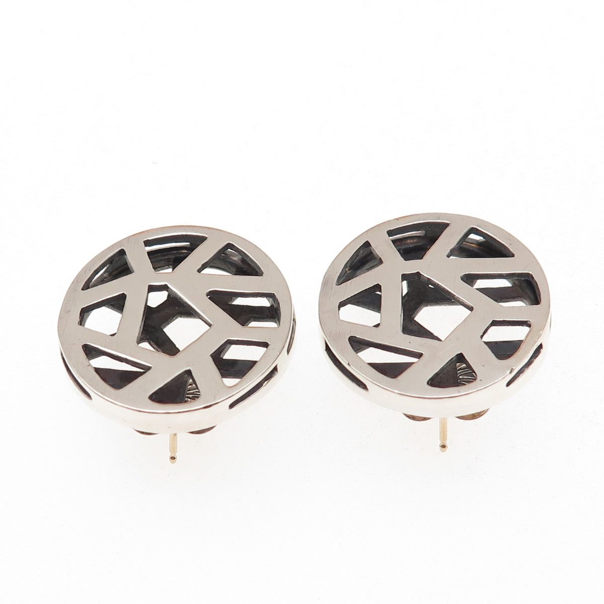 Victoria Varga 925 Sterling 14K Gold Posts Vintage Modernist Oxidized Earrings