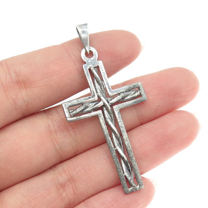 925 Sterling Silver Vintage Braided Cross Pendant