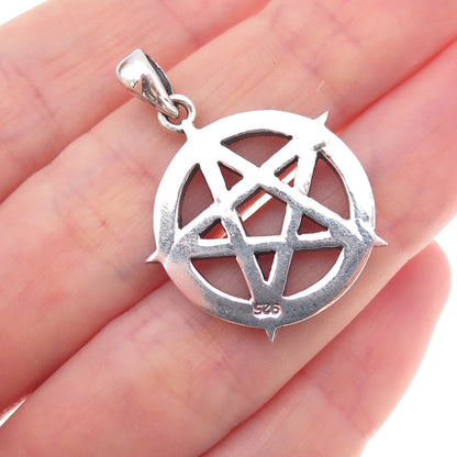 925 Sterling Silver Vintage Pentagram Oxidized Pendant