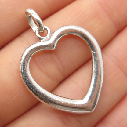 925 Sterling Silver Vintage Open Heart Charm Pendant