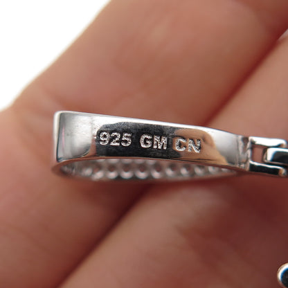 925 Sterling Silver Round & Emerald-Cut C Z Black Lives Matter Pendant
