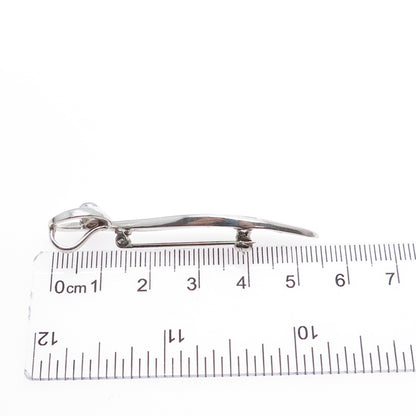 925 Sterling Silver Vintage Real Black Onyx White Topaz MOP Pin Brooch / Pendant