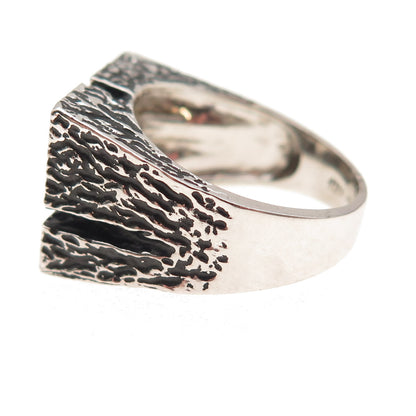 925 Sterling Silver Vintage Modernist Oxidized Ring Size 10.25