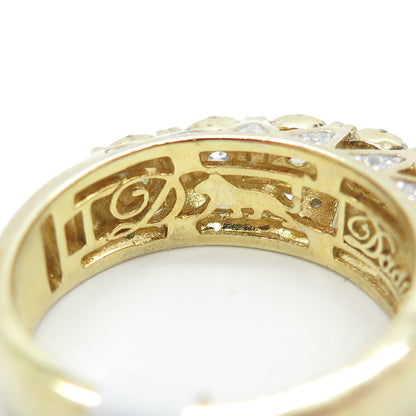 DADWANI 925 Sterling Silver Gold Plated Swarovski Crystal Ring Size 9.25