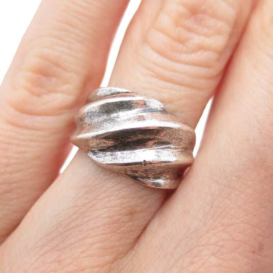925 Sterling Silver Vintage Modernist Oxidized Ring Size 6