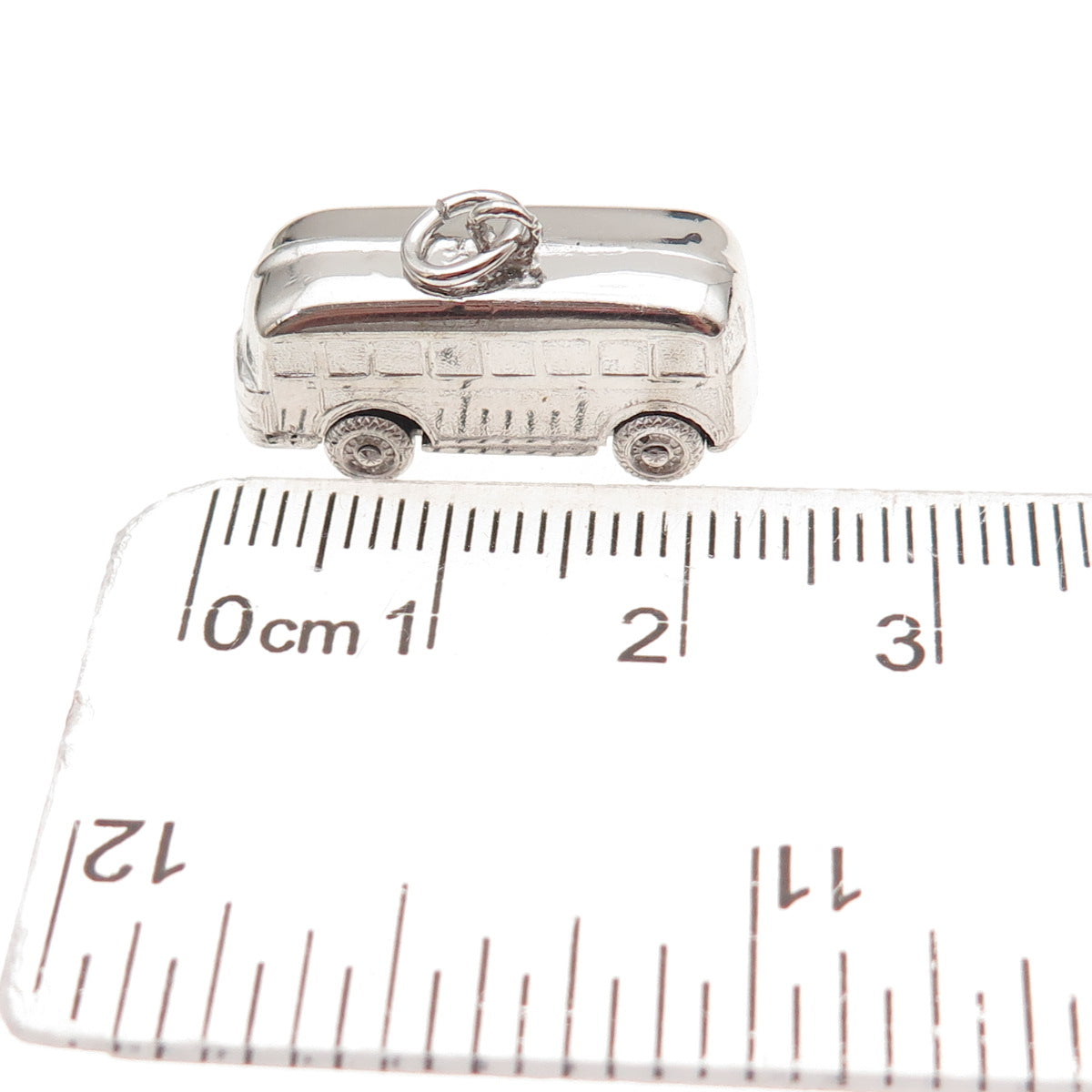 925 Sterling Silver Vintage School Bus 3D Charm Pendant
