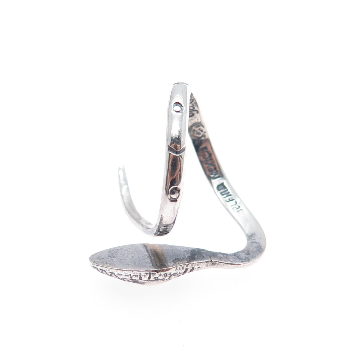 DELFINO Sterling Silver Vintage Mexico Snake Oxidized Adjustable Ring Size 7.75