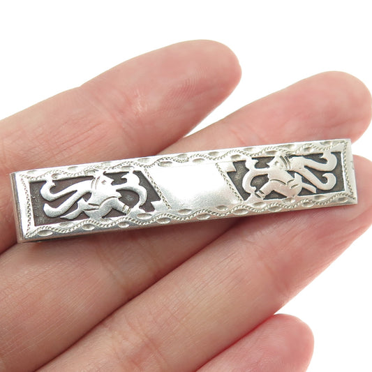 900 Silver Vintage Guatemala Tribal Warrior Oxidized Tie Clip