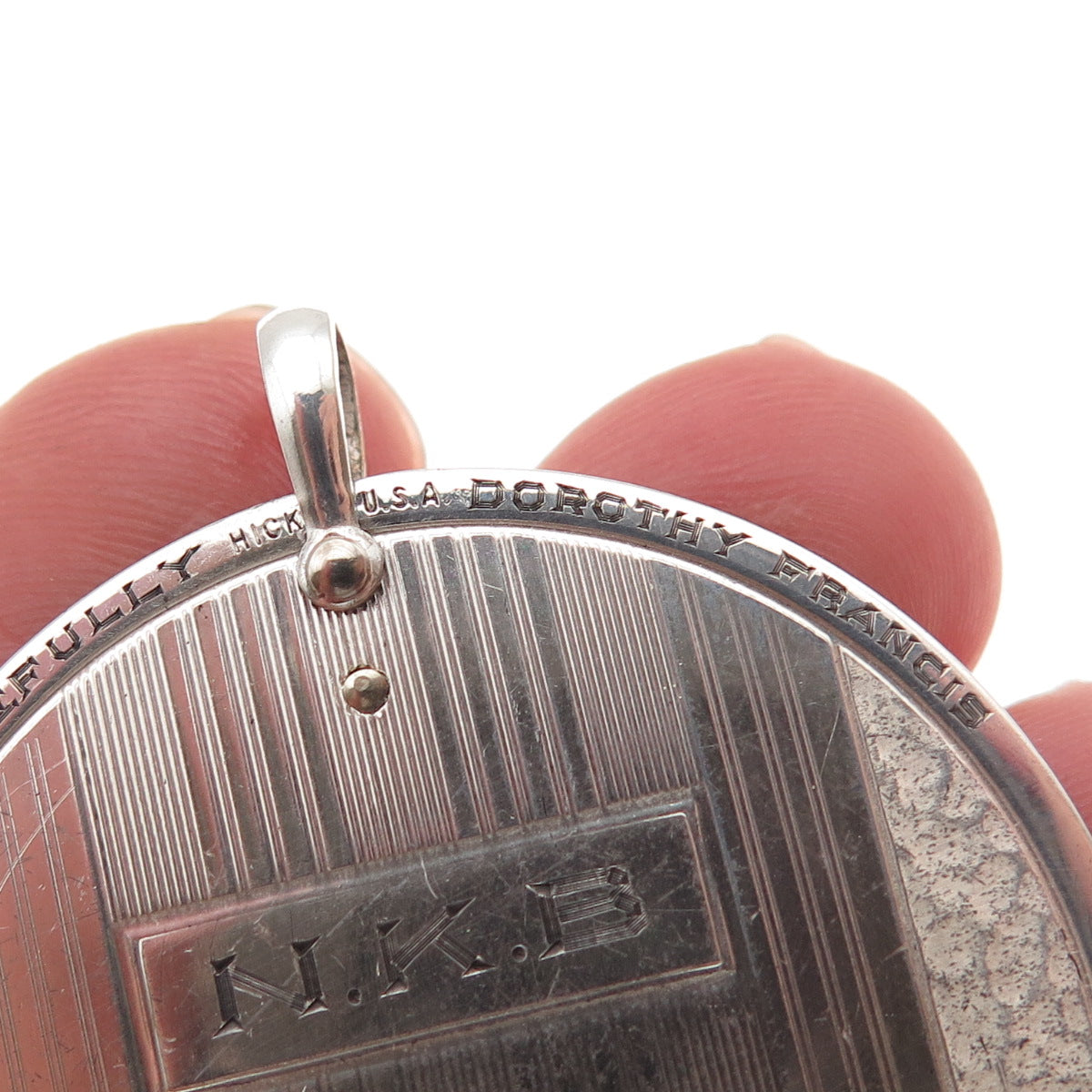 Hickok 925 Sterling Vintage "A Tuoi Une Vie Florissante" Token Knife Pendant