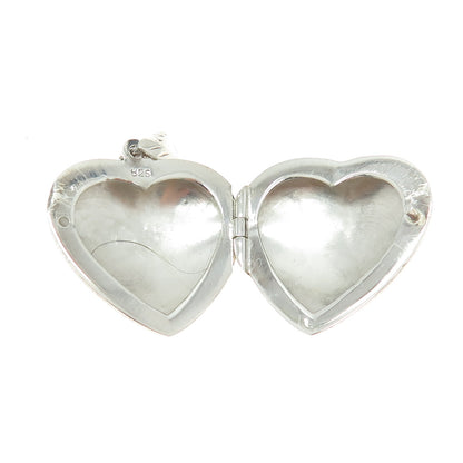 925 Sterling Silver Vintage Diamond-Cut Heart Locket Pendant