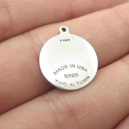 925 Sterling Silver USA Two In Town Skeleton Fish Charm Pendant