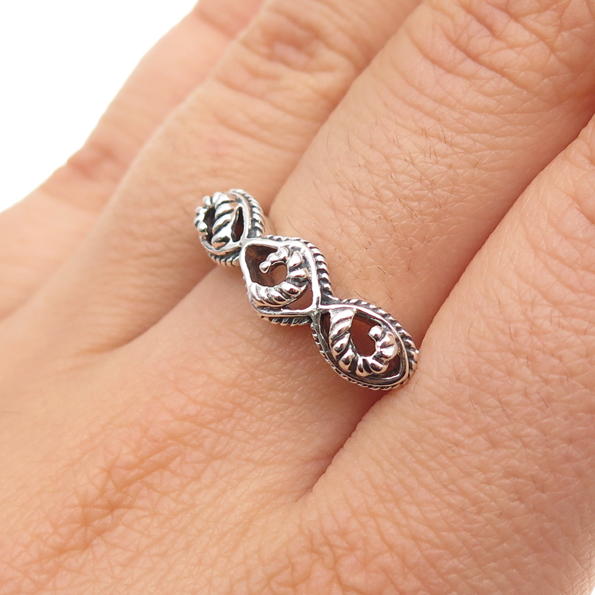 BARSE 925 Sterling Silver Vintage Swirl Oxidized Ring Size 8