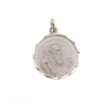 925 Sterling Silver Filled Vintage Saint John Eudes Mini Charm Pendant
