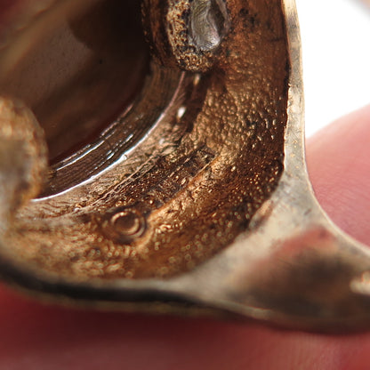 PANETTA Sterling Gold Plated Vintage Real Tiger Eye & Rhinestone Ring Size 6.25