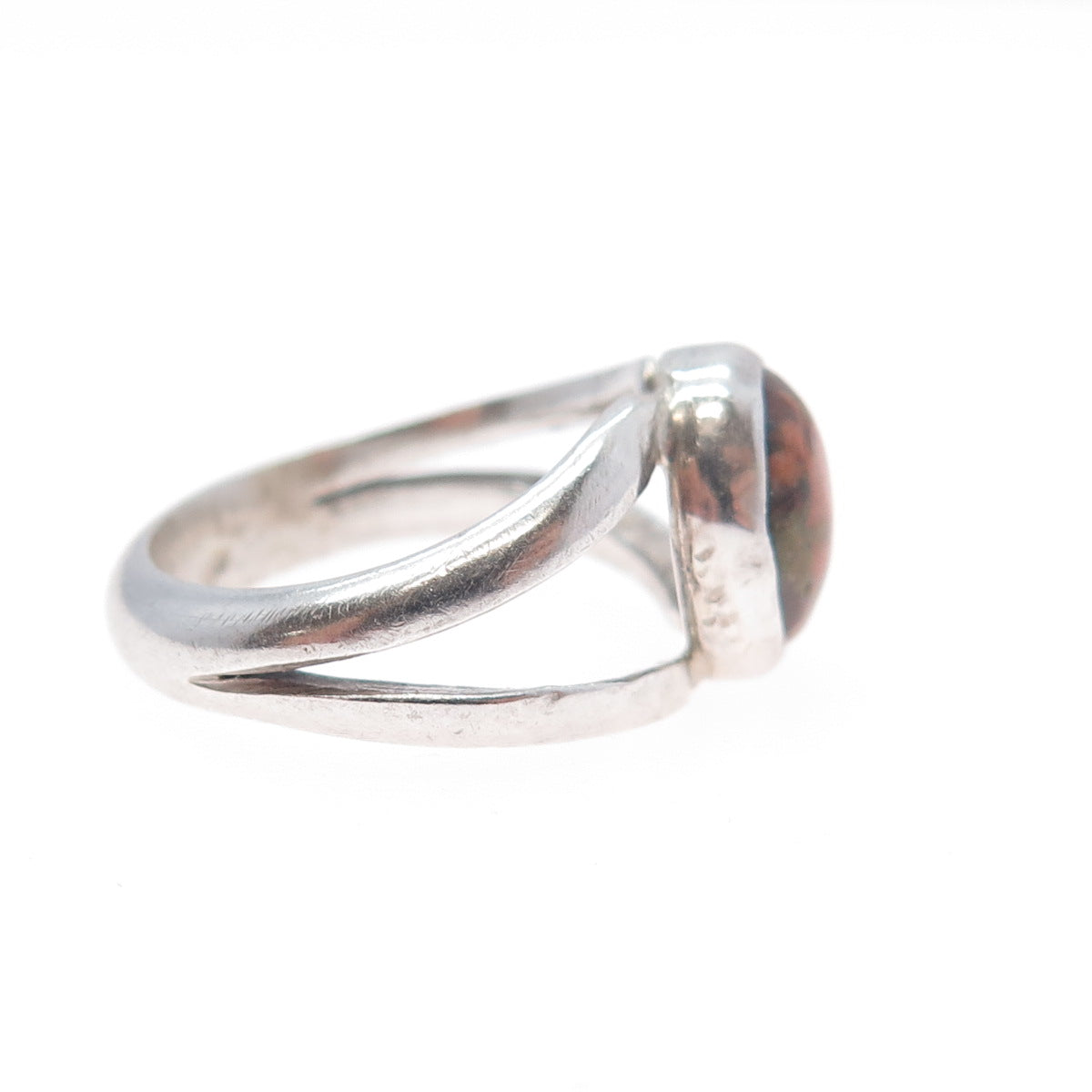 Old Pawn 925 Sterling Silver Vintage Southwestern Unakite Tribal Ring Size 5.25