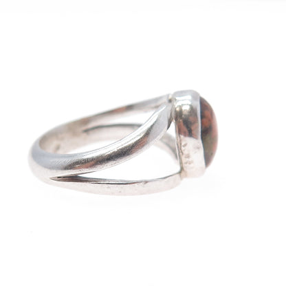Old Pawn 925 Sterling Silver Vintage Southwestern Unakite Tribal Ring Size 5.25