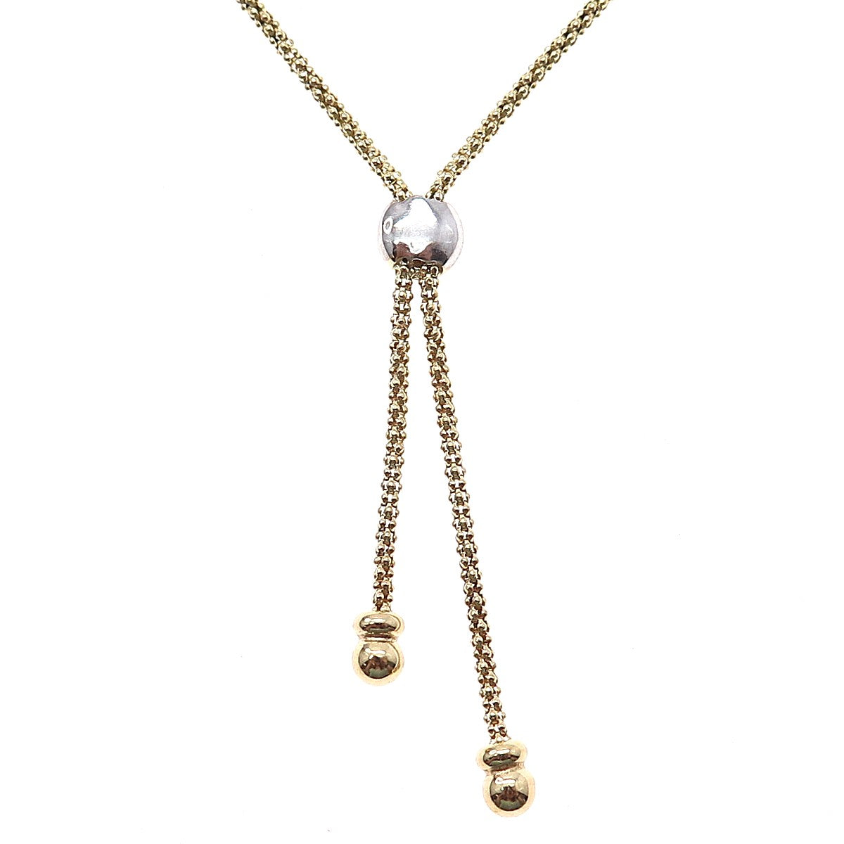 DASAN 925 Sterling Silver Gold Plated Italy Real Diamond Lariat Necklace 20-22"