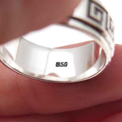 950 Silver Vintage Spiral Oxidized Rotating Band Ring Size 10
