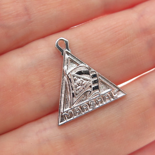 MORGANS 925 Sterling Silver Vintage Marshal Triangle Minimalist Charm Pendant