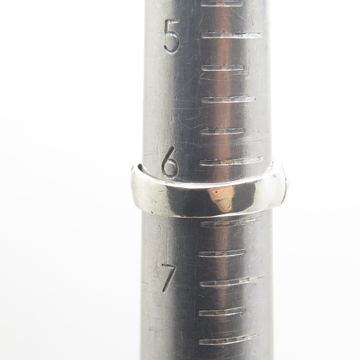925 Sterling Silver Vintage Diamond-Cut Ribbed Dome Oxidized Ring Size 6.5