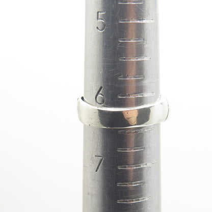 925 Sterling Silver Vintage Diamond-Cut Ribbed Dome Oxidized Ring Size 6.5
