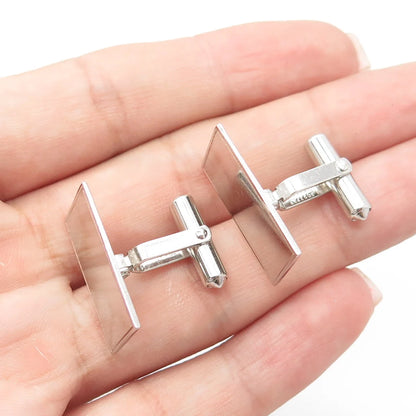 925 Sterling Silver Vintage Destino Rectangular Panel Cufflinks
