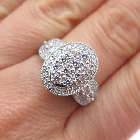 IMENA 925 Sterling Silver Round-Cut C Z Ring Size 7