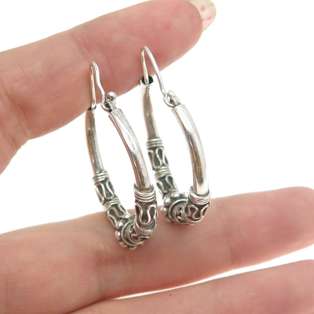 925 Sterling Silver Vintage Eternal Curve Ethnic Earrings