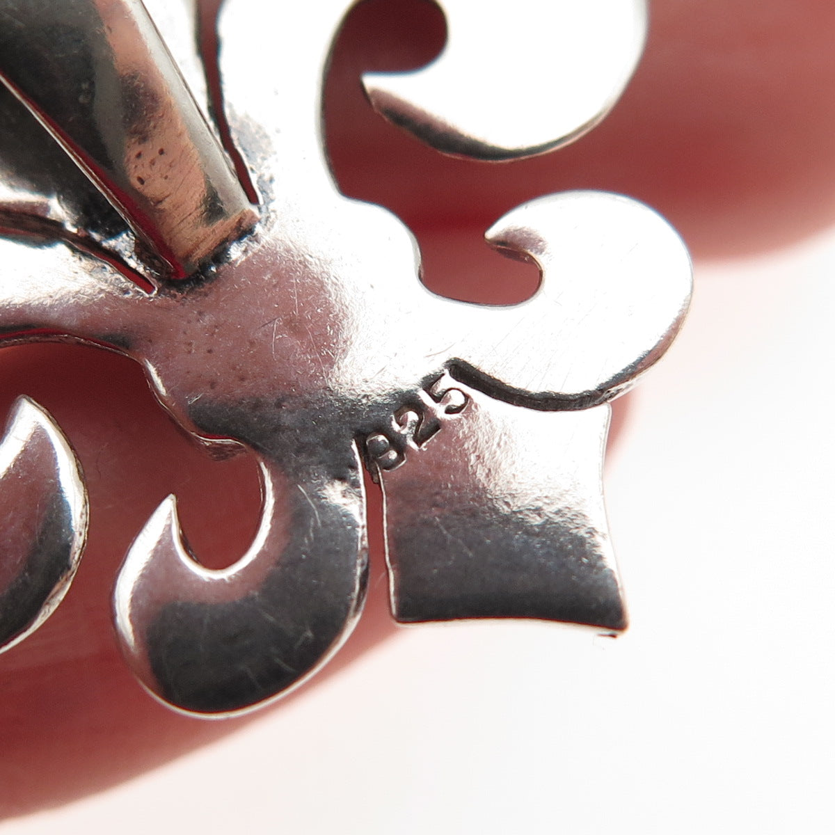 925 Sterling Silver Vintage Fleur de Lis Slide Pendant