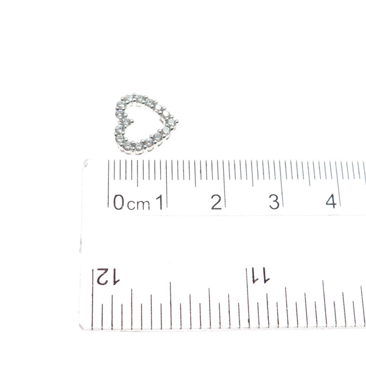 SAI 925 Sterling Silver Round-Cut C Z Heart Mini Slide Charm Pendant