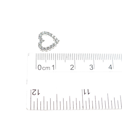 SAI 925 Sterling Silver Round-Cut C Z Heart Mini Slide Charm Pendant